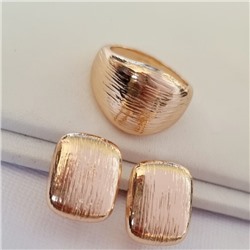 Комплект ювелирная бижутерия коллекция  "Дубай" серьги и кольцо 18 р, покрытие: позолота, арт.217.330-18