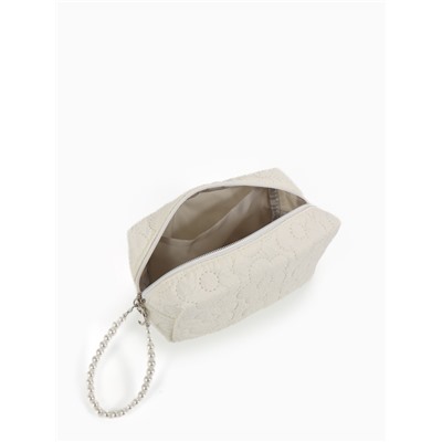 Косметичка женская «Цветочек», ручка из бусин, молочная