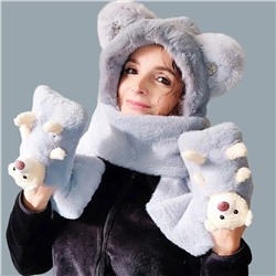 Шапка-шарф с ушками и шарфик