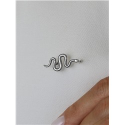 Брошь из чернёного серебра - Змея Бр-18ч