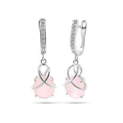 Серьги из серебра розовый кварц, МЦВ950
