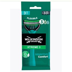 Станок для бритья одноразовый Schick (Wilkinson Sword) Xtreme-3 Sensitive (3шт.) (пакет)