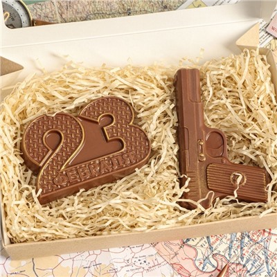 Бельгийский шоколад, 2 в 1 «23 февраля №2 + Пистолет», 160 г