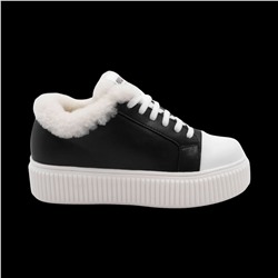 Кроссовки из натуральной кожи на меху А43-1 черные