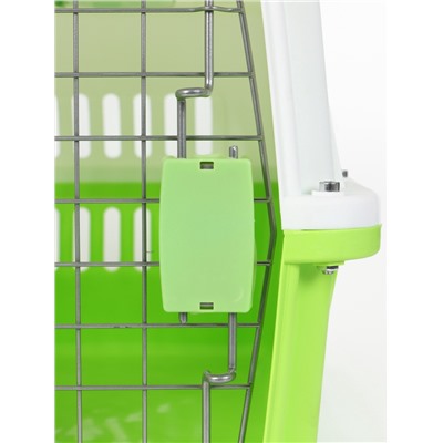 Переноска для животных, 49×31×31 см, с металлической дверью, пластик, белая, зелёная