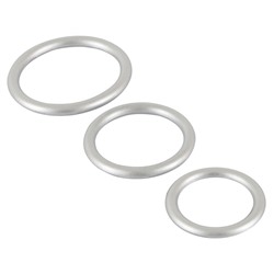 Набор из 3 эрекционных колец под металл Metallic Silicone Cock Ring Set