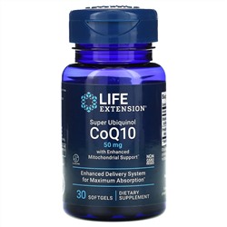 Life Extension, Super Ubiquinol CoQ10 with Enhanced Mitochondrial Support, 50 мг, 30 капсул