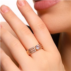 Кольцо коллекция Дубайское золото, покрытие позолота, цвет 18 К, вставка: фианиты, цвет: прозрачный, 17 р, арт.215.285-17