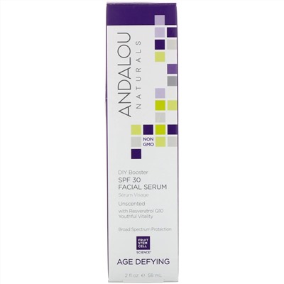 Andalou Naturals, Сыворотка для лица, SPF 30, антивозрастная, без запаха, 38 мл (2 жидк. унции)
