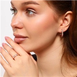 Комплект ювелирной бижутерии Дубайское золото в форме дорожки серьги и кольцо 17 р, покрытие позолота, вставка: фианиты, цвет: прозрачный, арт.213.659-17