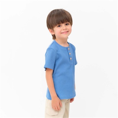 Футболка для мальчика KAFTAN: Basic line, синяя, размер 32 (110-116 см)