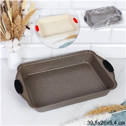 Противень 39,5х26х5,4 см Мрамор с силиконовыми ручками/ RSD-933 /уп 30/ 0.52/