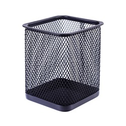 Подставка для пишущих принадлежностей 8x8x9,8 см, квадратный, сетчатая металлическая, черная