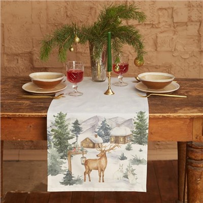 Дорожка новогодняя на стол «Этель» Forest animals 40×147 ± 5 см, 100% хл, саржа 190 г/м²
