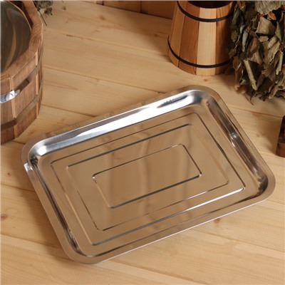 Поддон - испаритель для соляного брикета, нержавеющая сталь, 36×27 см, толщина 0.4 мм