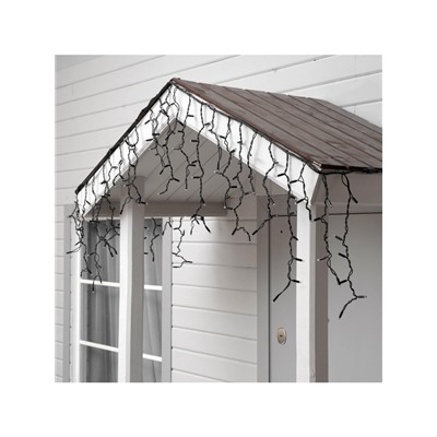 Гирлянда «Бахрома» 3×0.6 м, IP65, УМС, тёмная нить каучук, 108 LED, свечение синее, 220 В