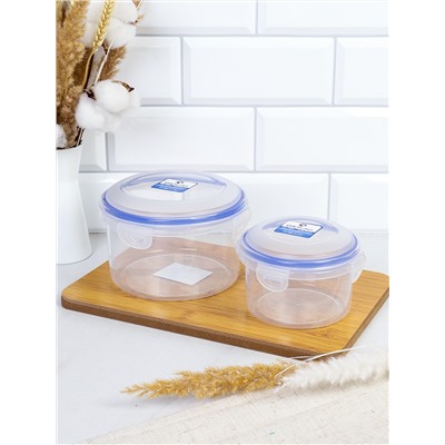 Набор пластиковых контейнеров Люкс круглый 2 штуки 450/1100 мл / YP2033B /уп 48/ ДОП СКИДКА НА КОРОБ 3%