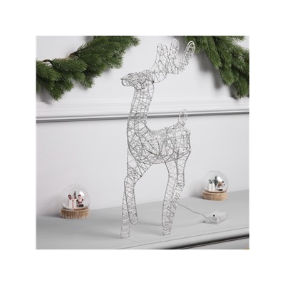 Светодиодная фигура «Олень бежевый» 45×22×6 см, 20 LED, батарейки ААx2 (не в комплекте), свечение теплое белое