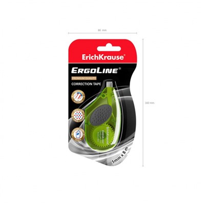 Корректор-лента 5 мм х 8 м ErgoLineR с резиновой вставкой, в блистере 53199 ErichKrause