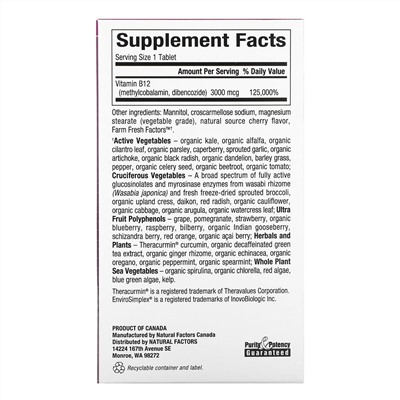 Natural Factors, BioCoenzymated, B12, Methylcobalamin & Dibencozide, 3,000 mcg, 30 Chewable Tablets