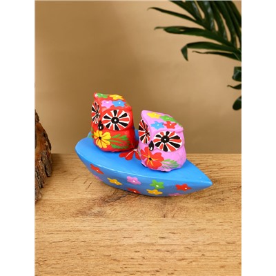 Сувенир «Пара совят», 14×7×9 см, дерево, красный, сиреневый