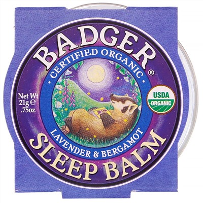 Badger Company, Органический бальзам для сна, лаванда и бергамот, 21 г (0,75 унции)