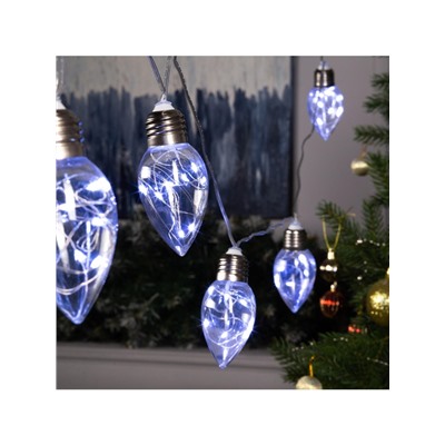 Гирлянда «Нить» 3 м с насадками «Лампочки капля», IP20, прозрачная нить, 80 LED, свечение белое, 8 режимов, 220 В