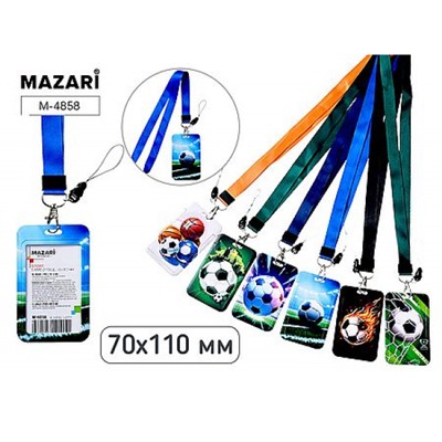 Бейдж (нагрудная этикетка)  вертикальный 110х70 мм "СПОРТ" на шнурке в асс. 6 диз. M-4858 Mazari