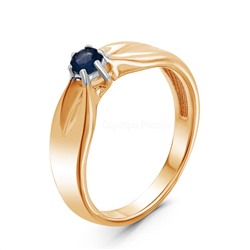 Кольцо из золочёного серебра с нат.сапфиром и родированием 925 пробы п1-552зр408