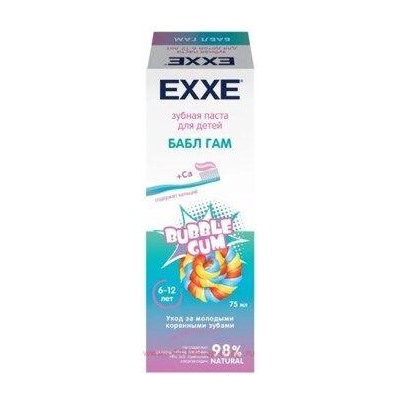 EXXE Паста Зубная детская Бабл Гам с кальцием 6+ 75 мл 9369