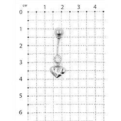Пирсинг из серебра с фианитами родированный п027р200