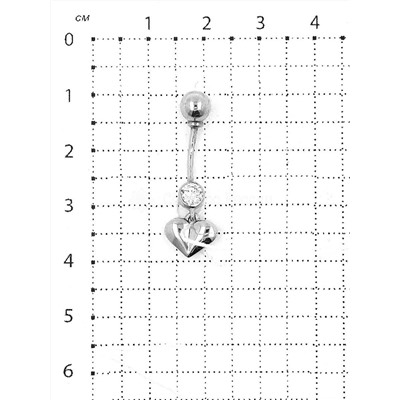 Пирсинг из серебра с фианитами родированный п027р200