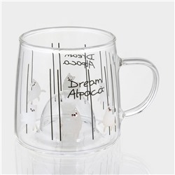 Кружка «Лама», 300 мл, с деревянной крышкой, стекло, рисунок МИКС