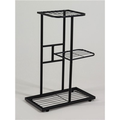 Подставка для цветов Greengo, 3 полки, 43×22×57 см, напольная, металл, чёрная