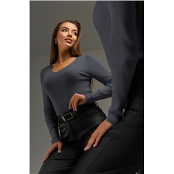 Женский джемпер в рубчик с V-вырезом Happyfox