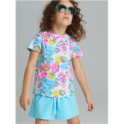 Комплект трикотажный для девочек: фуфайка (футболка), шорты