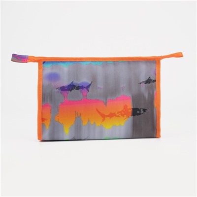 Косметичка на молнии, цвет оранжевый/серый