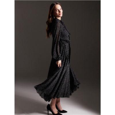 Платье с поясом миди женское MIST, размер 42, чёрное