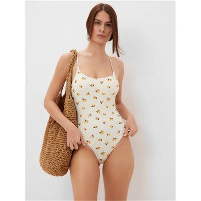 Купальник женский слитный с открытой спиной MIST «Лимоны», размер XS