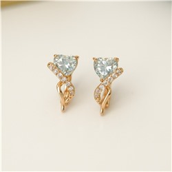 Серьги ювелирная бижутерия коллекция "Дубай" покрытие позолота, вставка: фианиты и цирконы, цвет: прозрачный, арт.007.201