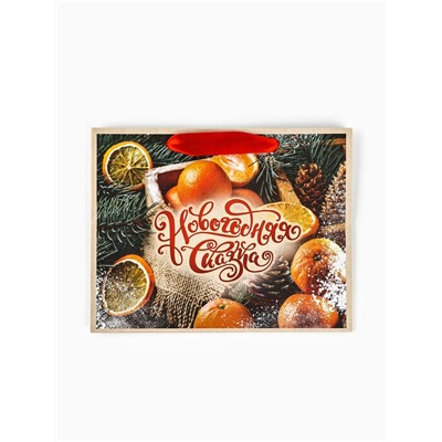 Пакет подарочный новогодний бумажный, «Новогодняя сказка», 24×20×11 см
