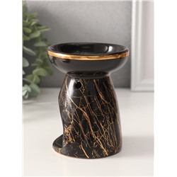 Аромалампа для эфирных масел «Золотой кракелюр на чёрном», керамика, 9.3×9.3×11.8 см