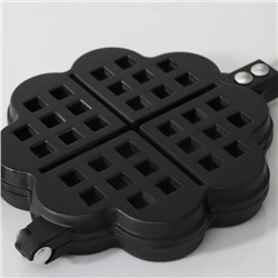 Сковорода вафельница Доляна «Венские вафли», d=14 см, пластиковая ручка, чёрная