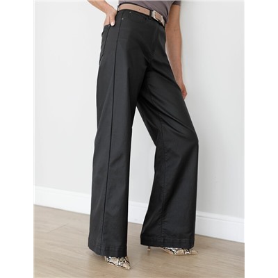 Брюки-трубы из эластичного хлопка с эффектом кожи