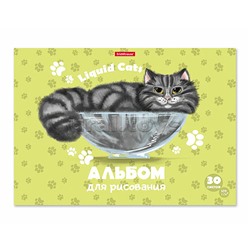Альбом для рисования 30 л. "Жидкие коты" А4, на клею
