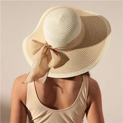 Шляпа женская MINAKU с бантом, цвет бежевый, молочный, размер 58