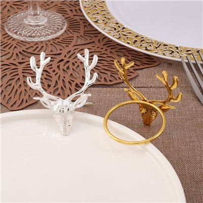 Кольца для салфеток "Голова Оленя" металл, Набор 6 штук.