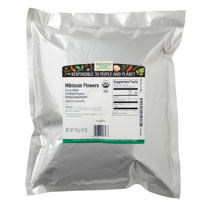 Frontier Natural Products, Organic Cut & Sifted Hibiscus Flowers, 16 oz (453 g)