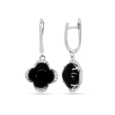 Серьги из серебра оникс, МЦВА209