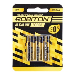 Батарейка алкалиновая ROBITON FORCE LR03 BL4